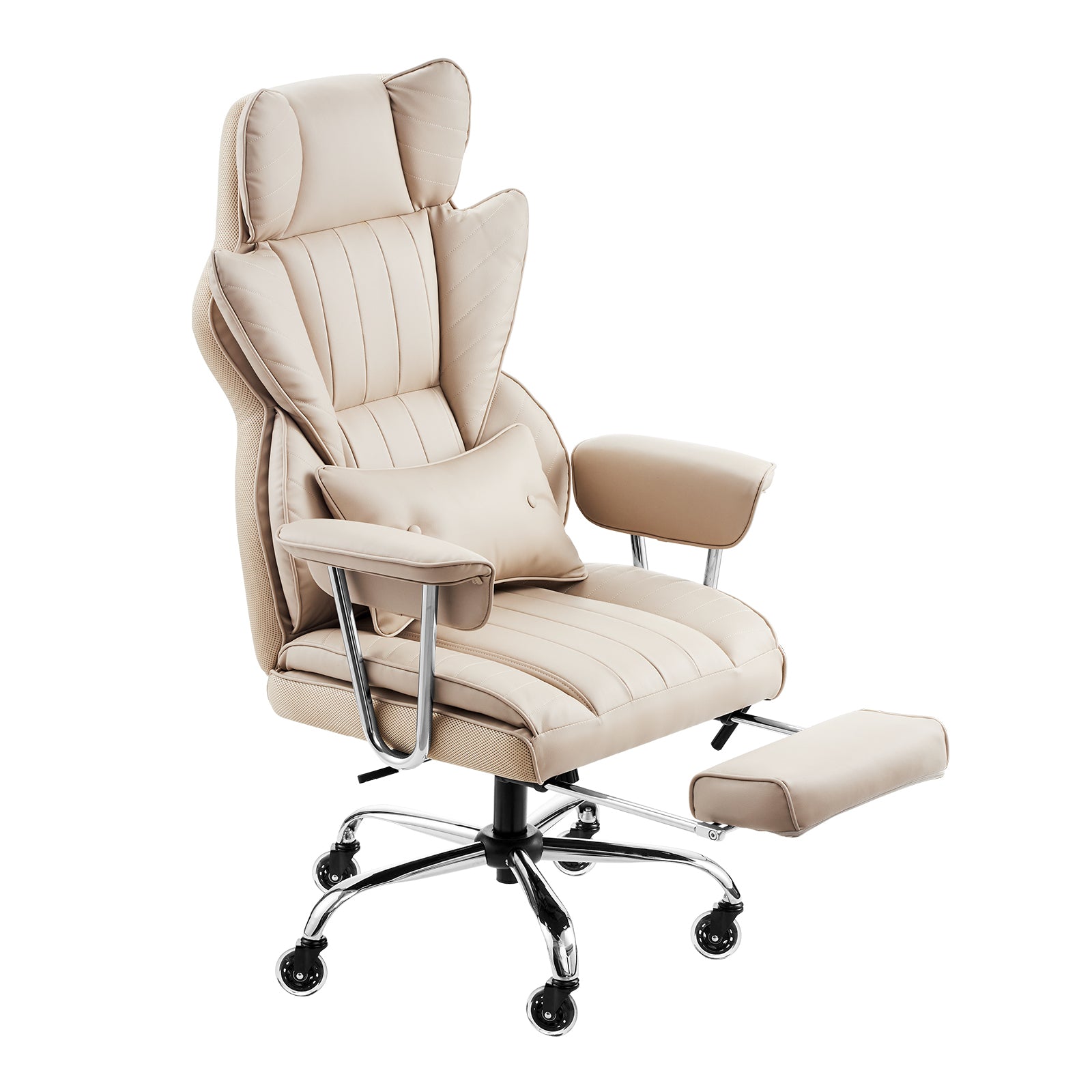 Executive Office Chair with Footrest, 400 lbs Capacity With Heavy Duty PU Leather Wide Office Chair, Big and Tall Reclining O