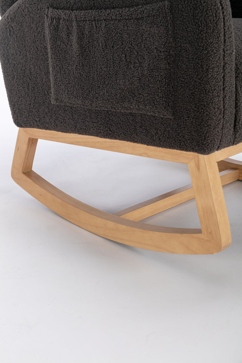049-Teddy Fabric Rocking Chair With Packet Wood Legs,Dark Gray - Grand Goldman Shop