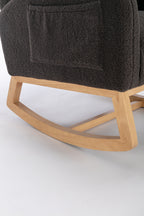 049-Teddy Fabric Rocking Chair With Packet Wood Legs,Dark Gray - Grand Goldman Shop
