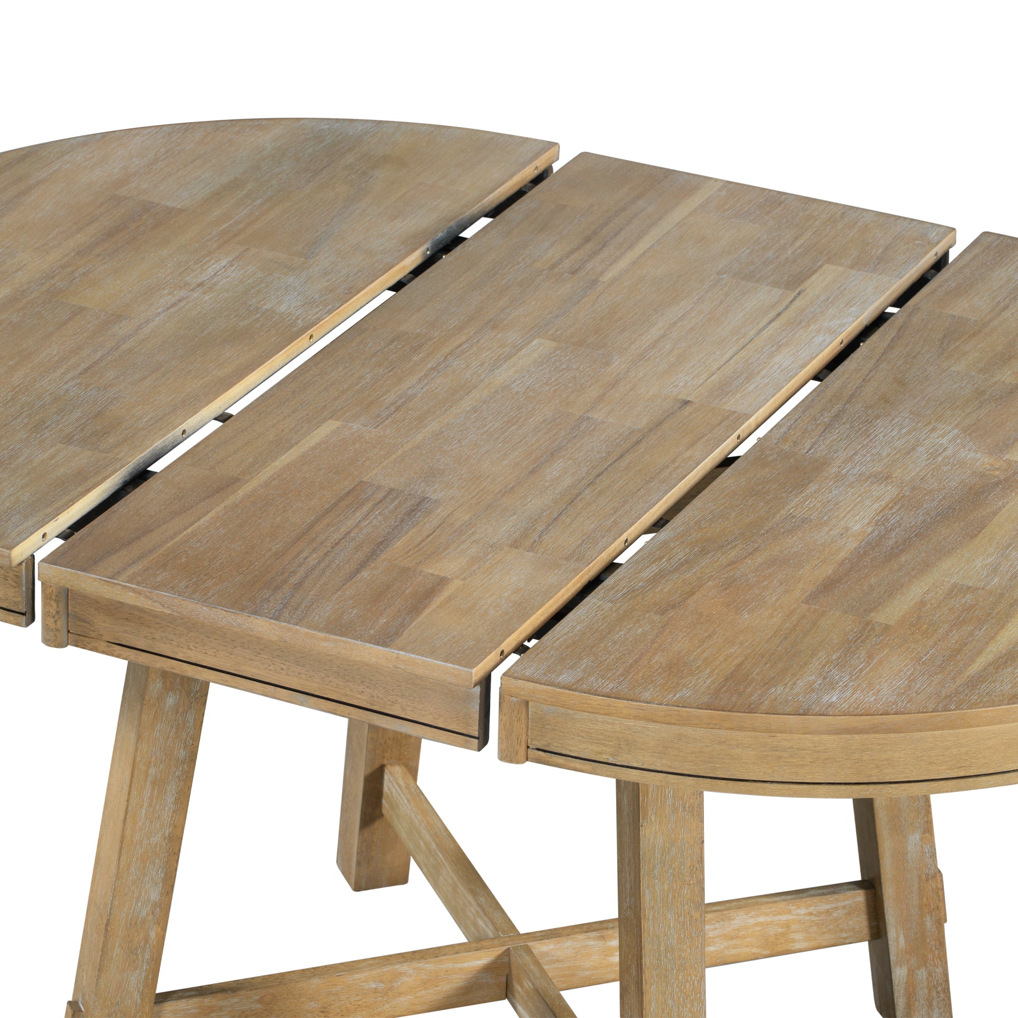 Gia Round Extendable Dining Table with 16' Leaf Wood, Natural - Grand Goldman Shop