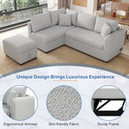 Modern L-shaped Sectional Pull Out Sofa Bed with USB Ports & Storage Ottoman, Gray Jacquard Fabric, 82.6' - Grand Goldman Shop