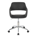 Contemporary Task Chair in Chrome Metal and Grey Faux Leather - Grand Goldman