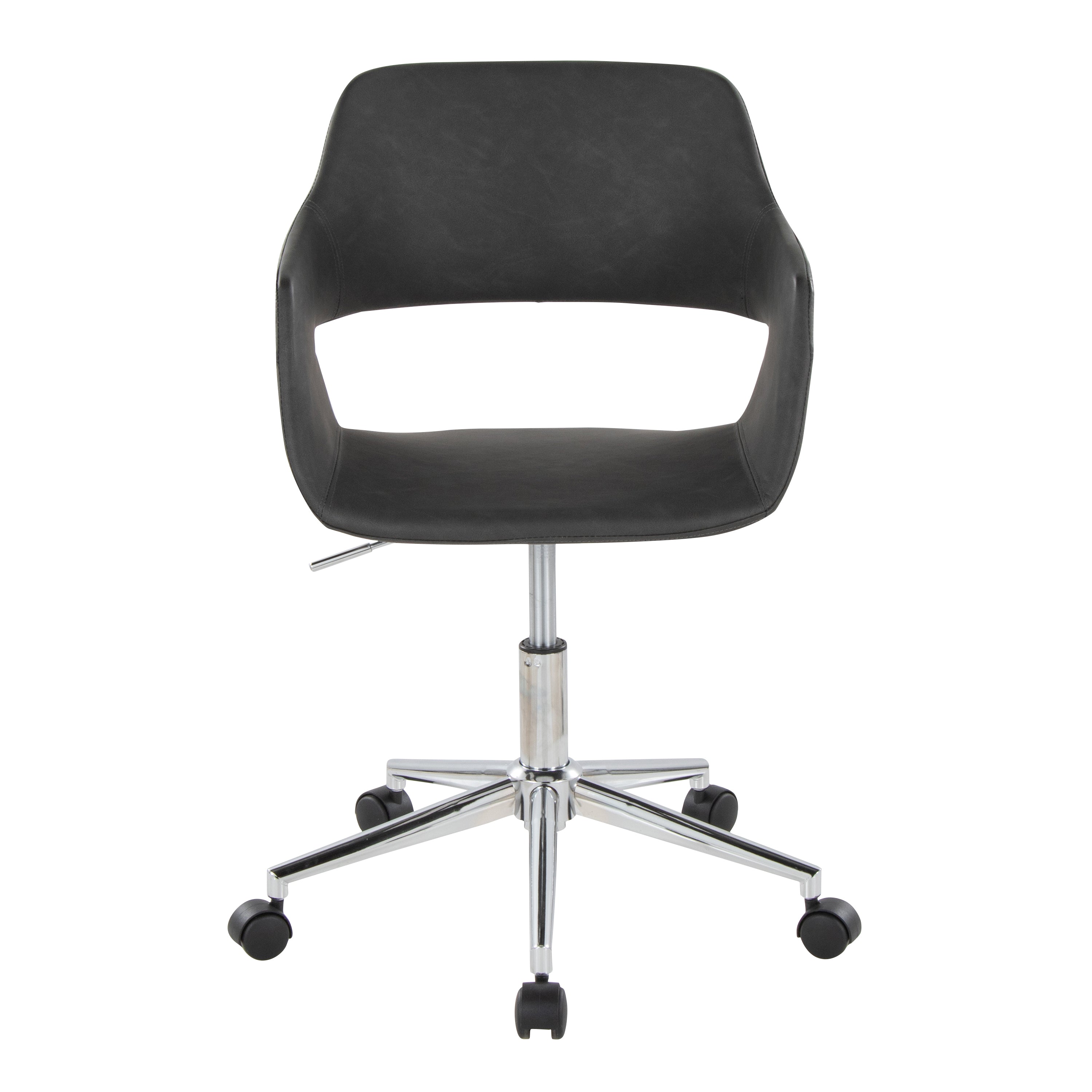 Contemporary Task Chair in Chrome Metal and Grey Faux Leather - Grand Goldman