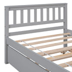 Twin Bed with Trundle, Platform Bed Frame with Headboard and Footboard, for Bedroom Small Living Space,No Box Spring Needed,Grey - Grand Goldman Shop