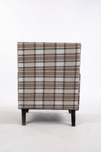 Upholstered Accent Chair, Vintage Armchair with Brown Linen Fabric and Nailhead Trim for Living Room - Grand Goldman Shop