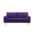 65-inch minimalist velvet sofa with metallic-coloured legs, complete with cushions, suitable for the living room or bedroom. - Grand Goldman Shop