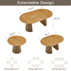 Wooden Dining Table, Flexible and Extendable, Multi-functional and Space-saving, Fashionable Oval Design and Slatted Table Legs, Tea Table or Office Desk, Beautiful and Practical - Grand Goldman Shop
