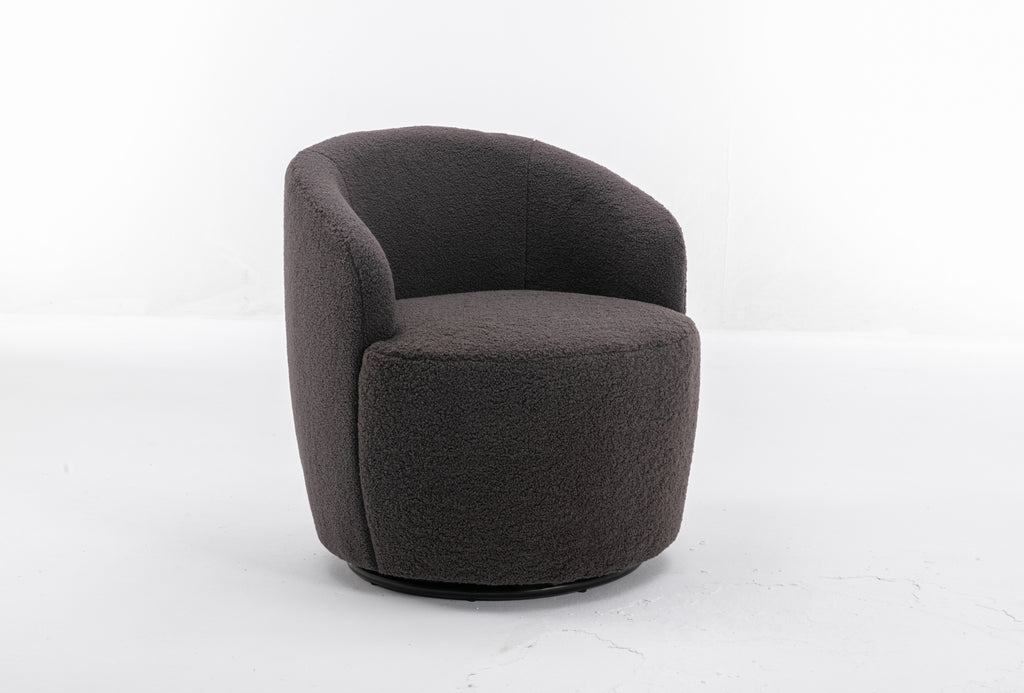 Teddy Fabric Swivel Accent Armchair Barrel Chair With Black Powder Coating Metal Ring,Dark Gray - Grand Goldman Shop