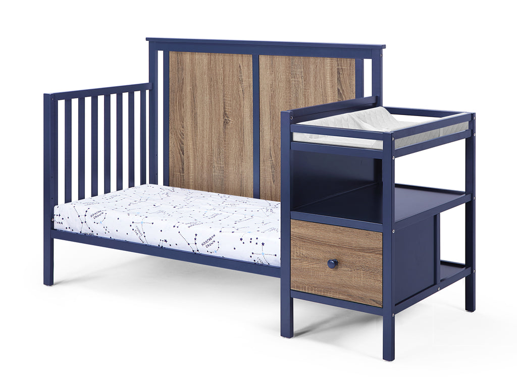Connelly 4-in-1 Crib and Changer Combo Midnight Blue/Vintage Walnut - Grand Goldman