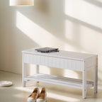 Quality Solid Wood Shoe Bench with Storage, White - Grand Goldman Shop