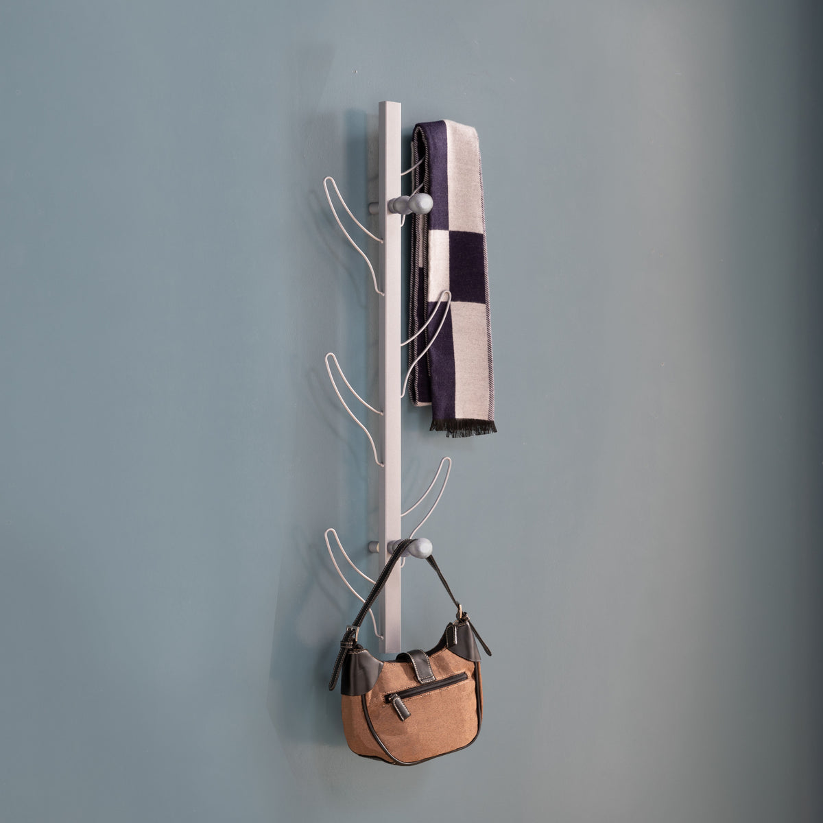 Vertical Eight Hook Coat Rack Wall Mount - Silver - Grand Goldman Shop