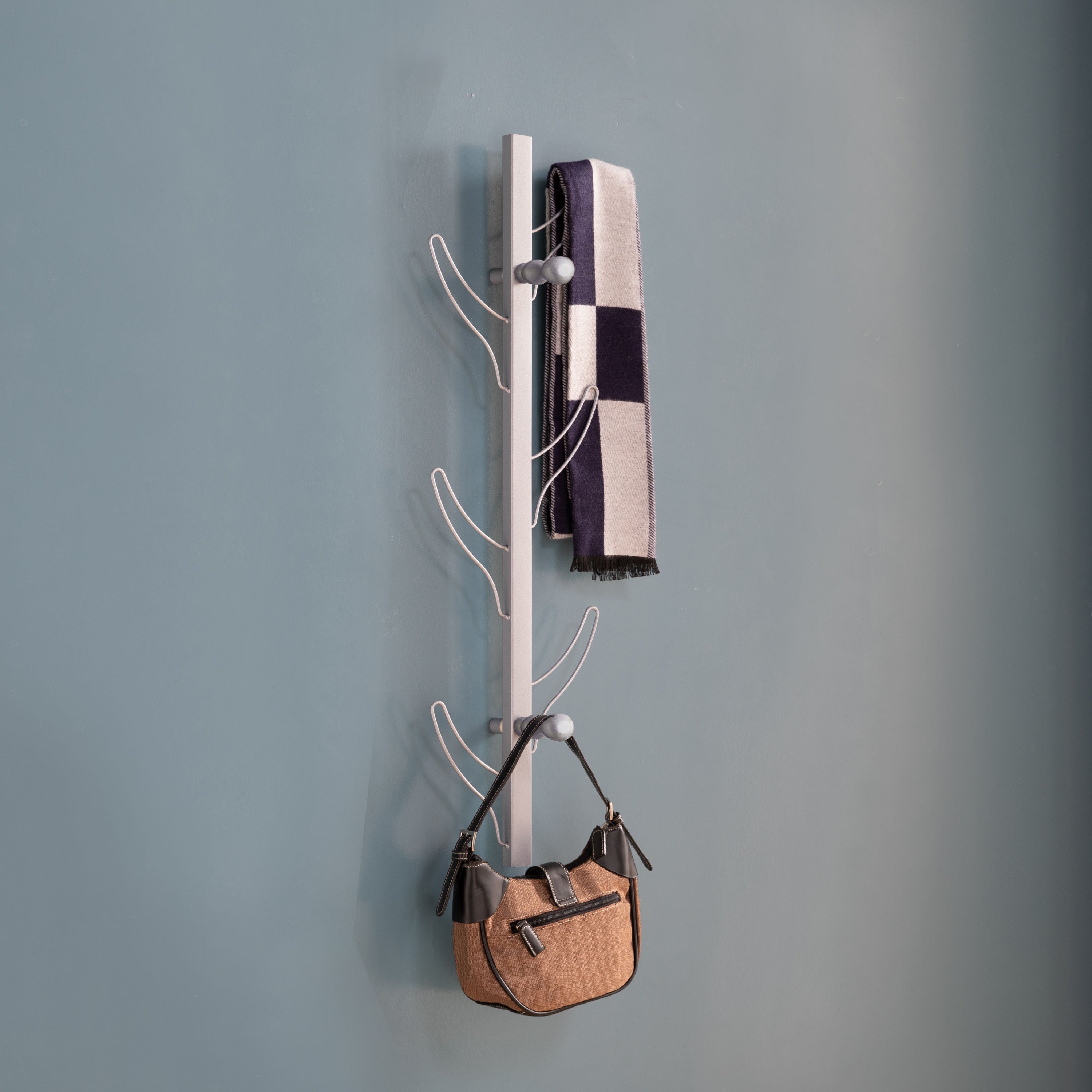 Vertical Eight Hook Coat Rack Wall Mount - Silver - Grand Goldman Shop