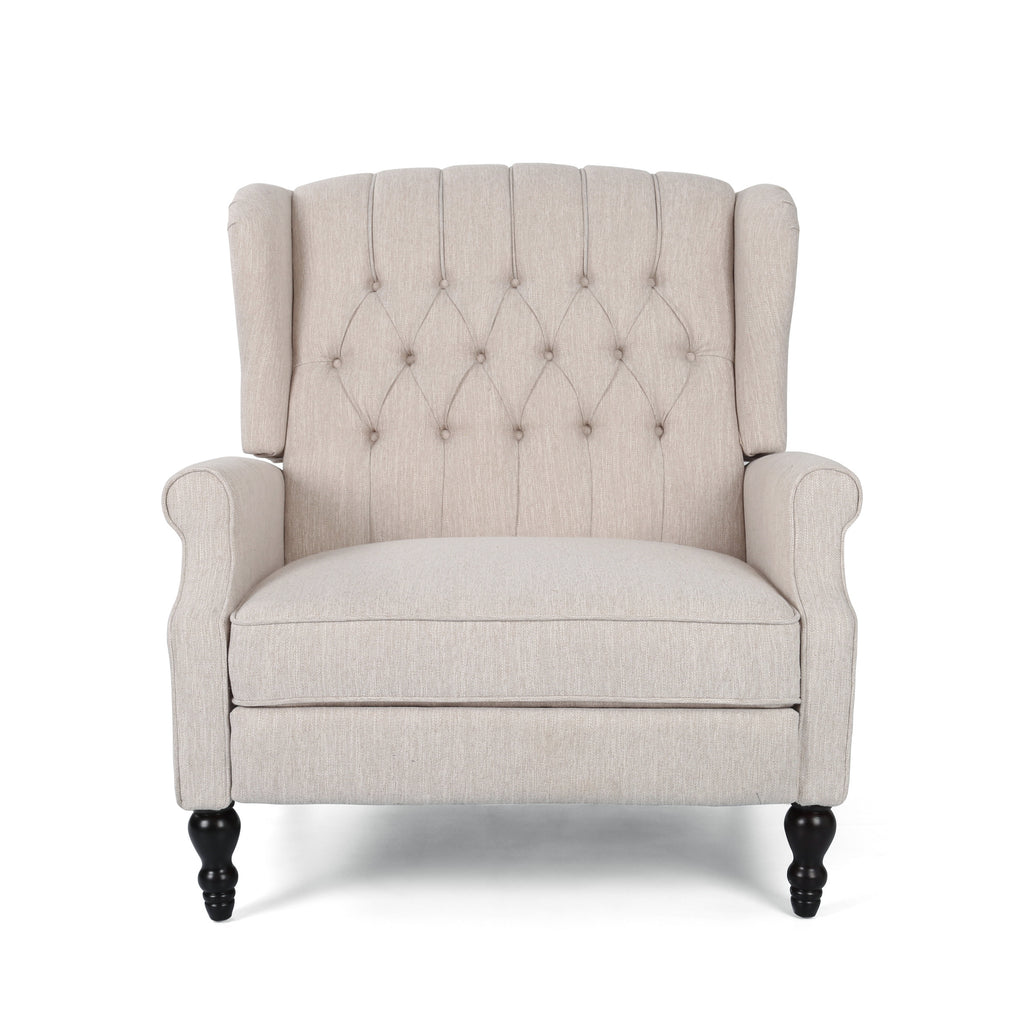 Push Back Recliner Chair Fabric Lounge Armchair Pushback Recliner with Rivet Decoration Wingback Single Sofa Chair with Padded Seat for Living Room, Bedroom 33.25D x 37.75W x 42.5H in - Grand Goldman Shop
