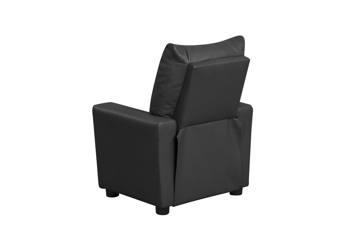 Evelyne 23'W Black PU Leather Kids Recliner Chair with Cupholder - Grand Goldman