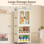 Portable Wardrobe Closet Storage Organizer with Magnetic Doors and Hanging Rod, Cream White - Grand Goldman Shop