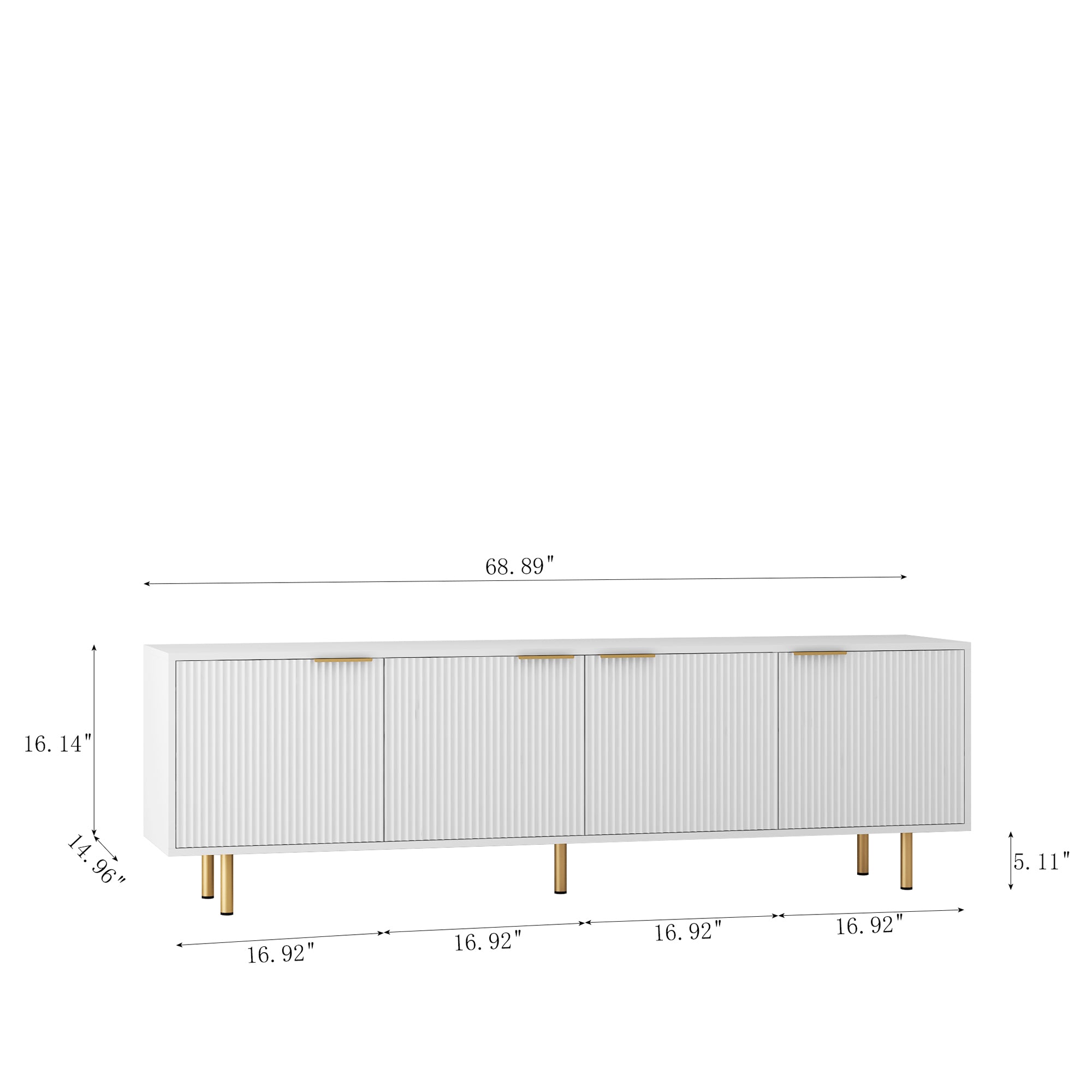White Modern TV Stand Fluted 68' t, Entertainment Center with Storage Doors, TV Console Media Cabinet,  for 55+ Inch TV, Living Room - Grand Goldman Shop