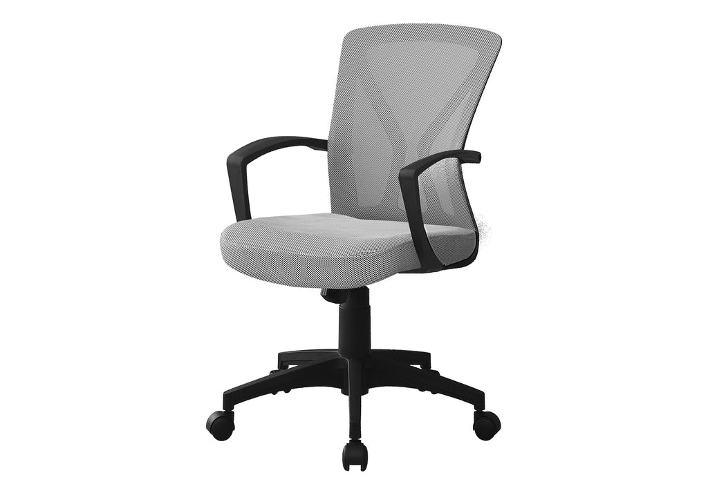 Office Chair, Adjustable Height, Swivel, Ergonomic, Armrests, Computer Desk, Work, Grey Mesh, Black Metal, Contemporary, Mode
