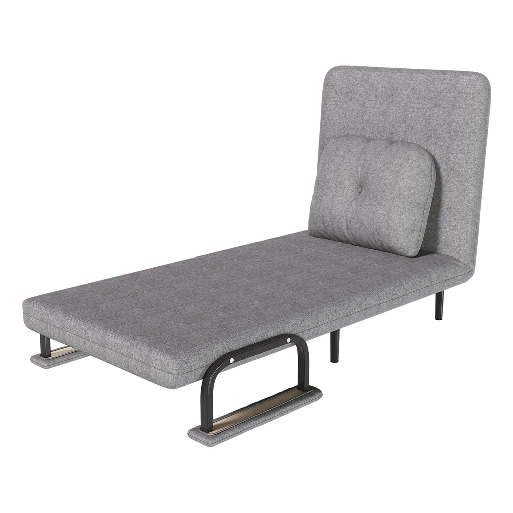 Folding Sofa Bed 5-in-1 Convertible Chair with Adjustable Backrest and Pillow, Grey Flannelette, Compact Design - Grand Goldman Shop