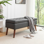 Storage Bench with Storage Bench for Bedroom End of Bed Bench Foot of Bed Bench Entryway Bench Storage Ottoman Bench 43.3' W x 17.7' Dark Grey Leather Bench - Grand Goldman Shop