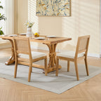 Farmhouse Rattan Dining Chairs Set of 2, Mid Century Modern Kitchen & Dining Room Chairs, Cane Upholstered Kitchen Side Chair with Natural Hardwood Frame, Beige - Grand Goldman Shop
