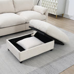 [VIDEO]96.5'' L-Shaped Sectional Sofa with Storage Ottoman and Pockets, Adjustable Phone Holder, USB Charger, Elephant Ear-Shaped Armrests, Comfy Seat for Living Room&Apartment, Chenille, 3 Colors - Grand Goldman Shop