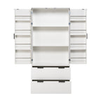 72' Modern Fluted Kitchen Pantry Cabinet with 2 Large Drawers & 8-Door Spice Rack, White MDF Freestanding Storage Organizer for Bathroom, Dining Room, Office, Entryway - Grand Goldman Shop