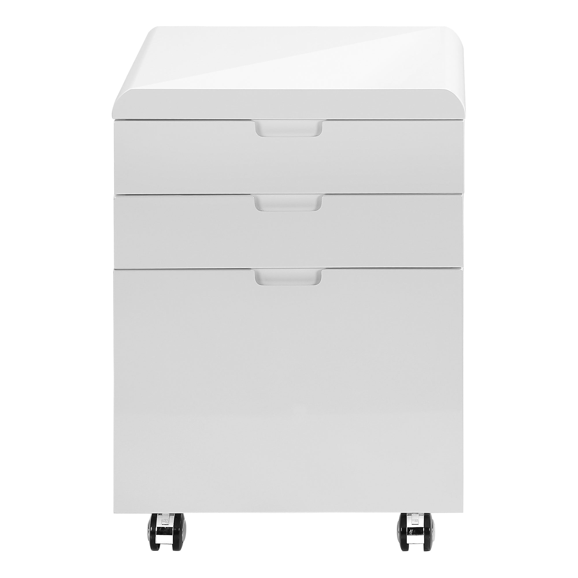 File Cabinet, Rolling Mobile, Storage Drawers, Printer Stand, Office, Work, Glossy White Laminate, Contemporary, Modern - Gra