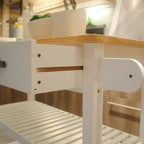 Kitchen Island & Kitchen Cart, Rubber Wood Top, Mobile Kitchen Island with Two Lockable Wheels, Simple Design for Easy Storing and Fetching, Two Drawers Give Unique Storage for Special Utensil. - Grand Goldman Shop