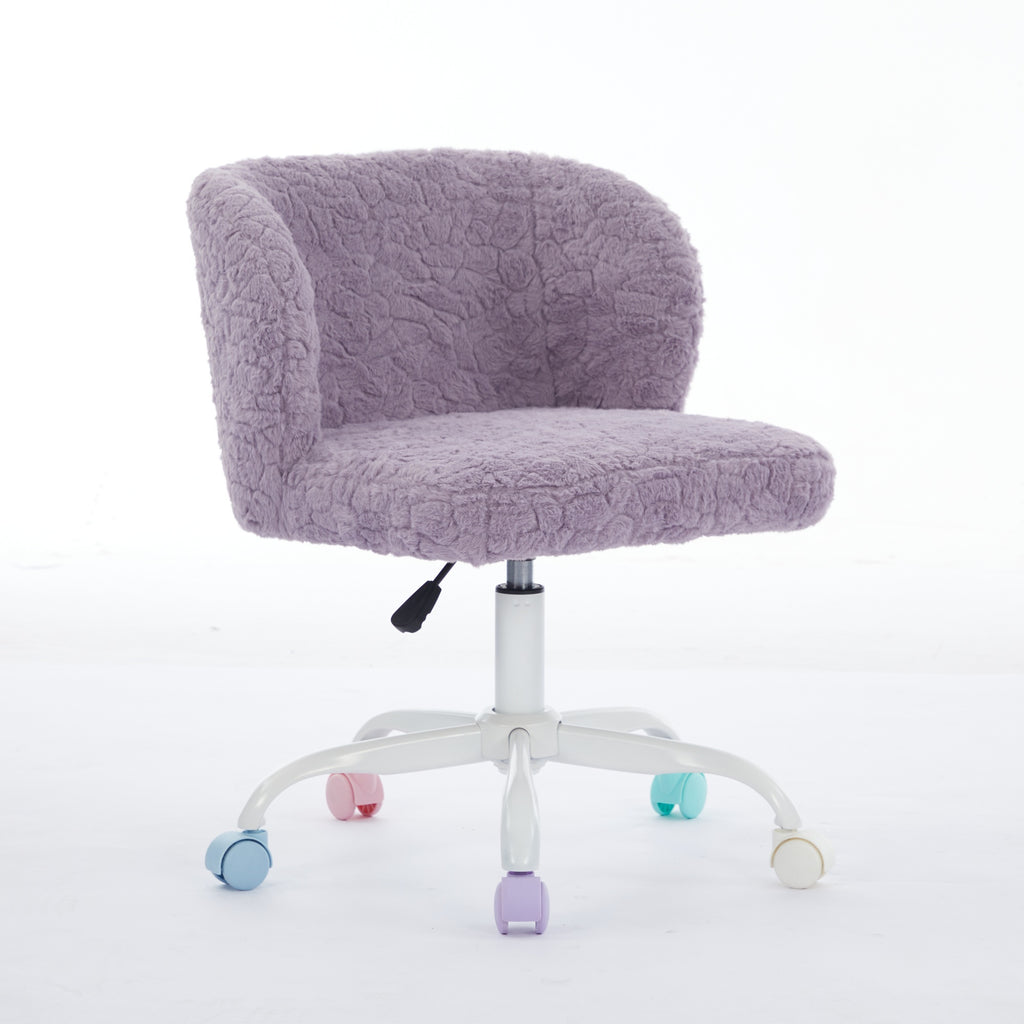 A&A Furniture Office Chair,Artificial rabbit hair Home Office Chair with Metal Base,Adjustable Desk Chair Swivel Office Chair