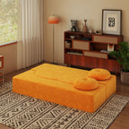 Folding Sofa Bed with Pillow, Twin Sleeper Sofa, Floor & Futon Loveseat Couch, Foam Folding Mattress Sleeper for Living Room, Guest Use, Office, Apartment, No Assembly Required, Yellow - Grand Goldman Shop