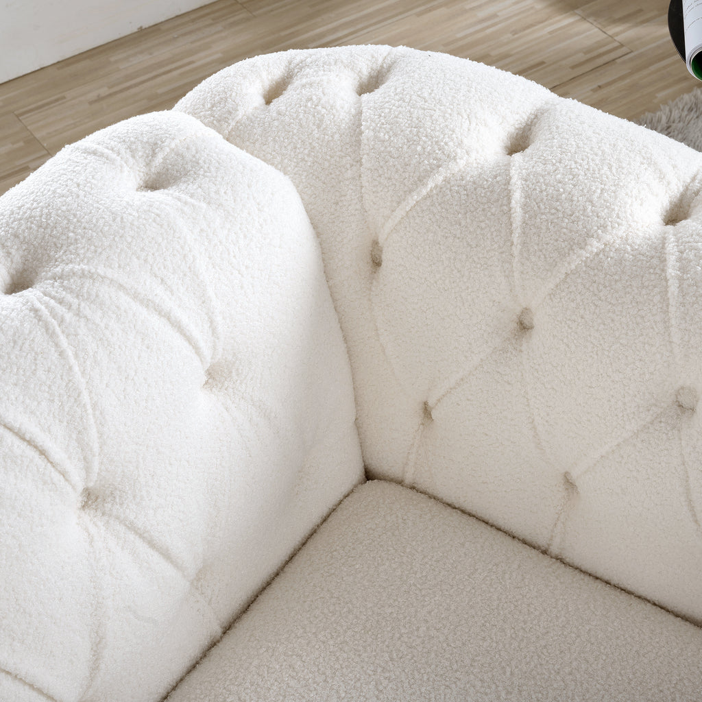 Modern Teddy Velvet 1 Seater Sofa for Living Room, White, Acrylic Legs, 38.98'W x 32.09'D x 28.35'H - Grand Goldman Shop