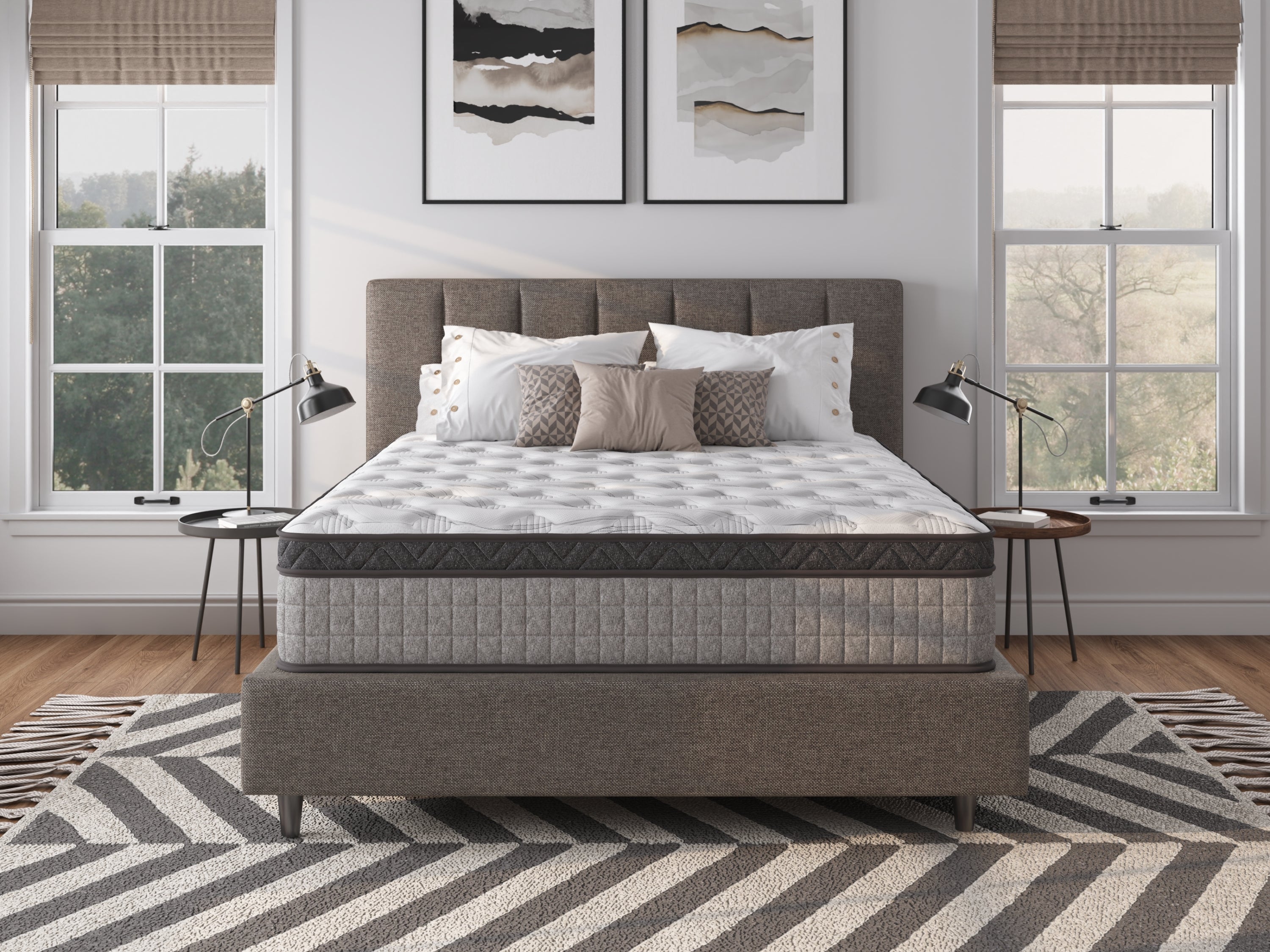 Assembled in USA - 12' Twin Diamond Innerspring Hybrid and Cooling Gel Memory Foam Mattress, Pressure Relief, and Motion Isolation, CertiPUR-US and Oeko TEX Certified - Grand Goldman Shop