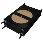 Allen Rattan 2-Door 1-Drawer Cabinet Shoe Rack for Entrance, Black Particle Board, Double Layer - Grand Goldman Shop