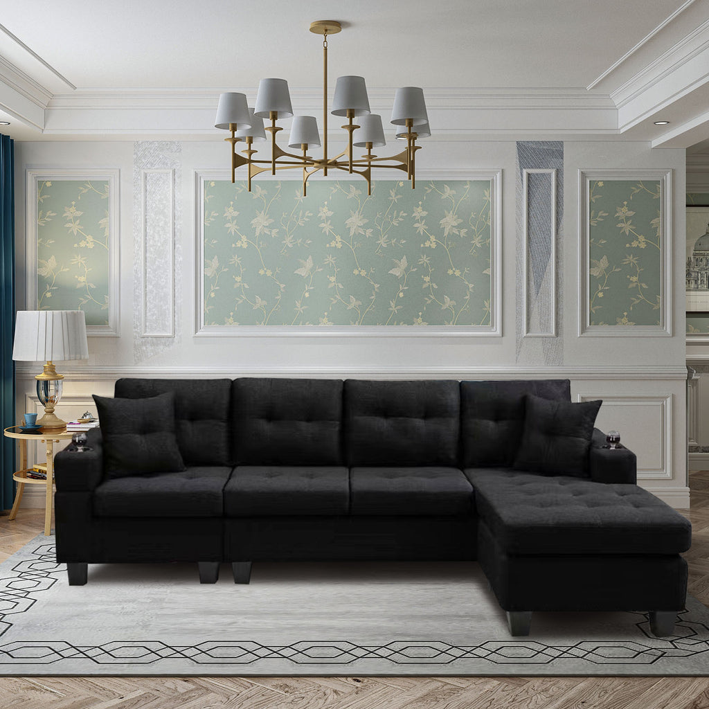 MEGA right sectional sofa with footrest, convertible corner sofa with armrest storage, living room and apartment sectional sofa, right chaise longue and grey - Grand Goldman Shop