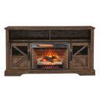 60 Inch Electric Fireplace  Entertainment Center With Door Sensor-Reclaimed Barnwood Color - Grand Goldman Shop