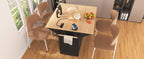 K&K 55.7'' Large Kitchen Island with 2 Drop Leaf,, Rolling Kitchen Cart on 5 Wheels with Power Outlet, Folding Storage Dining Table with Spice & Towel Rack , 3 Drawers, for Kitchen, Dining Room,Black - Grand Goldman Shop