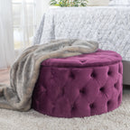 Modern Glam Ottoman Velvet Fuchsia 29.5-Inch - Grand Goldman Shop