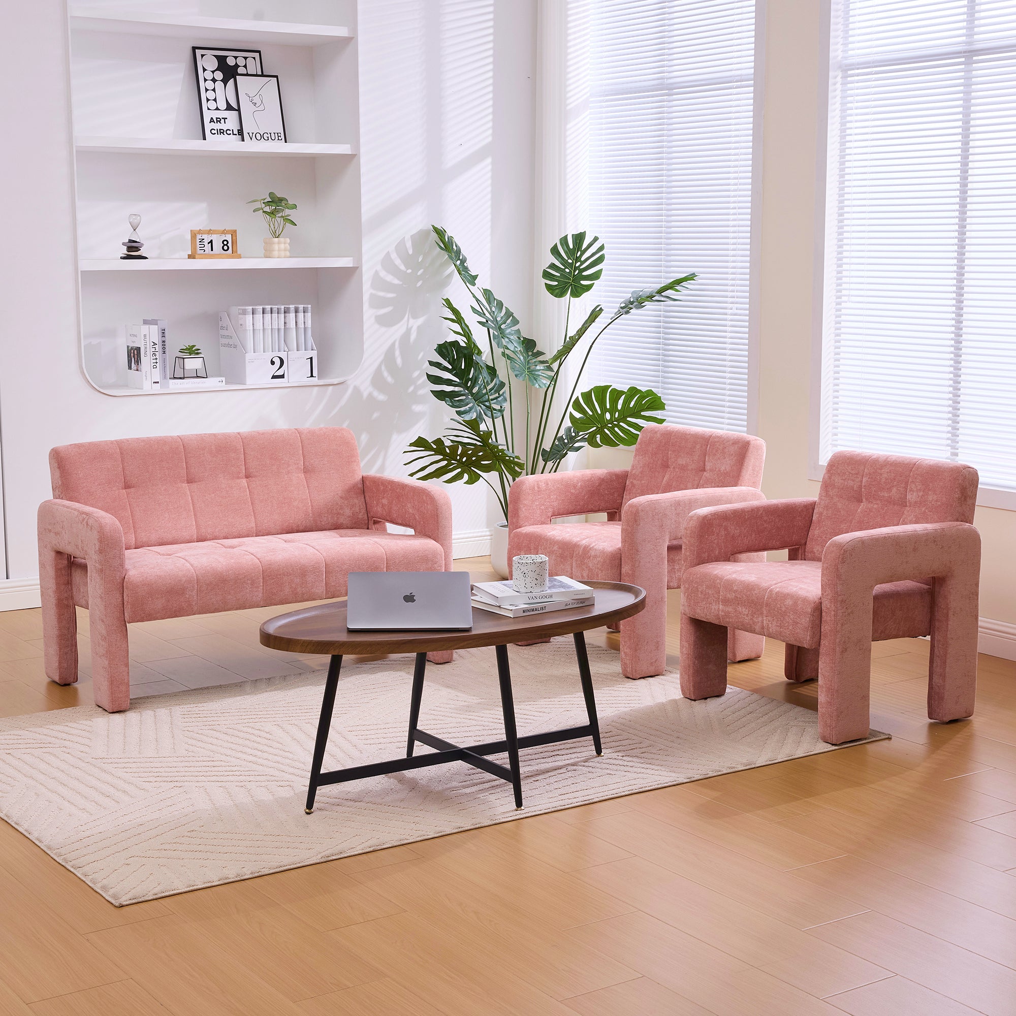 Nordic Modern Double Armchair Living Room & Bedroom Compact Upholstered Sofa Leisure Sofa Comfortable Seating with Dual Armrests Can be paired with a single chair - Grand Goldman Shop