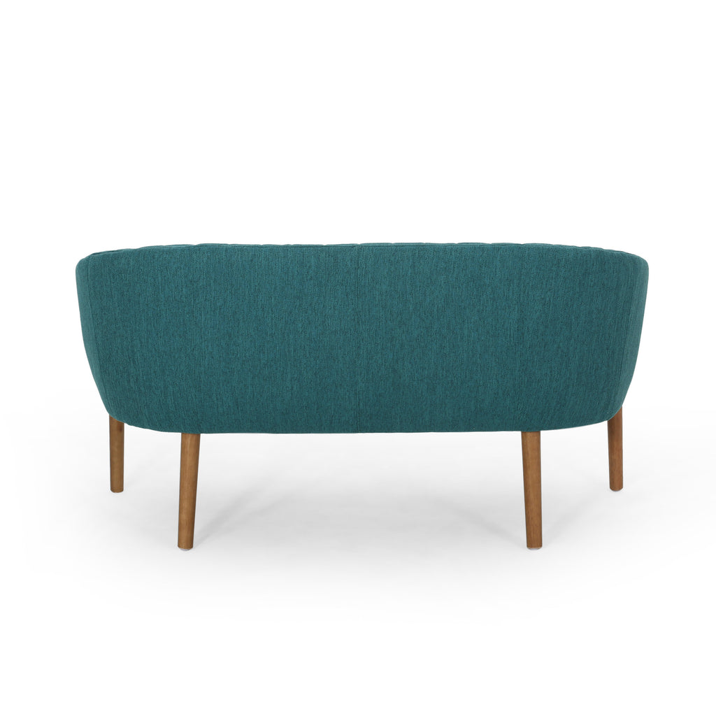Mid Century Modern Loveseat with Channel Stitched Backrest - Grand Goldman Shop