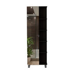 Urano Mirror Linen Cabinet, Four Interior  Shelves, Five External Shelves -Black | Premium Home Decor - Grand Goldman