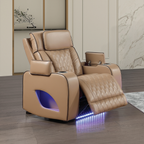 Fortuner Power Reclining 3Pc Living Room Set in Caramel Faux Leather with LED Lights, Massage Function, Bluetooth Speakers and Wireless Charging - Grand Goldman Shop