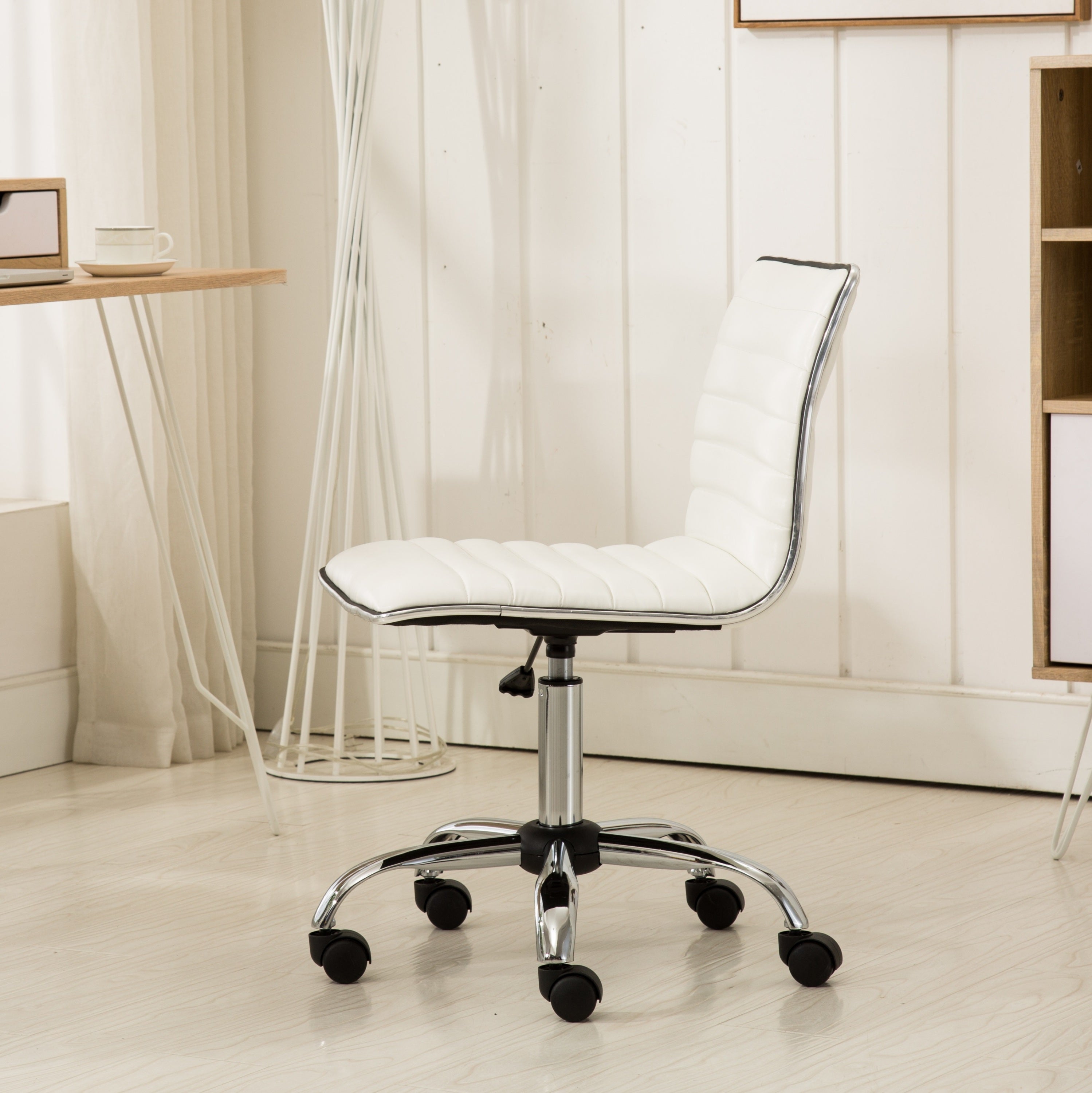 Fremo Chromel Adjustable Air Lift Office Chair, White | Premium Home Decor - Grand Goldman