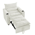 Sleeper Sofa Chair Bed, Convertible Sofa Chair 3-in-1, Adjustable Sleeper Chair Pullout Sofa Bed with Modern Velvet Fabric for Living Room Apartment Small Space, Beige - Grand Goldman Shop
