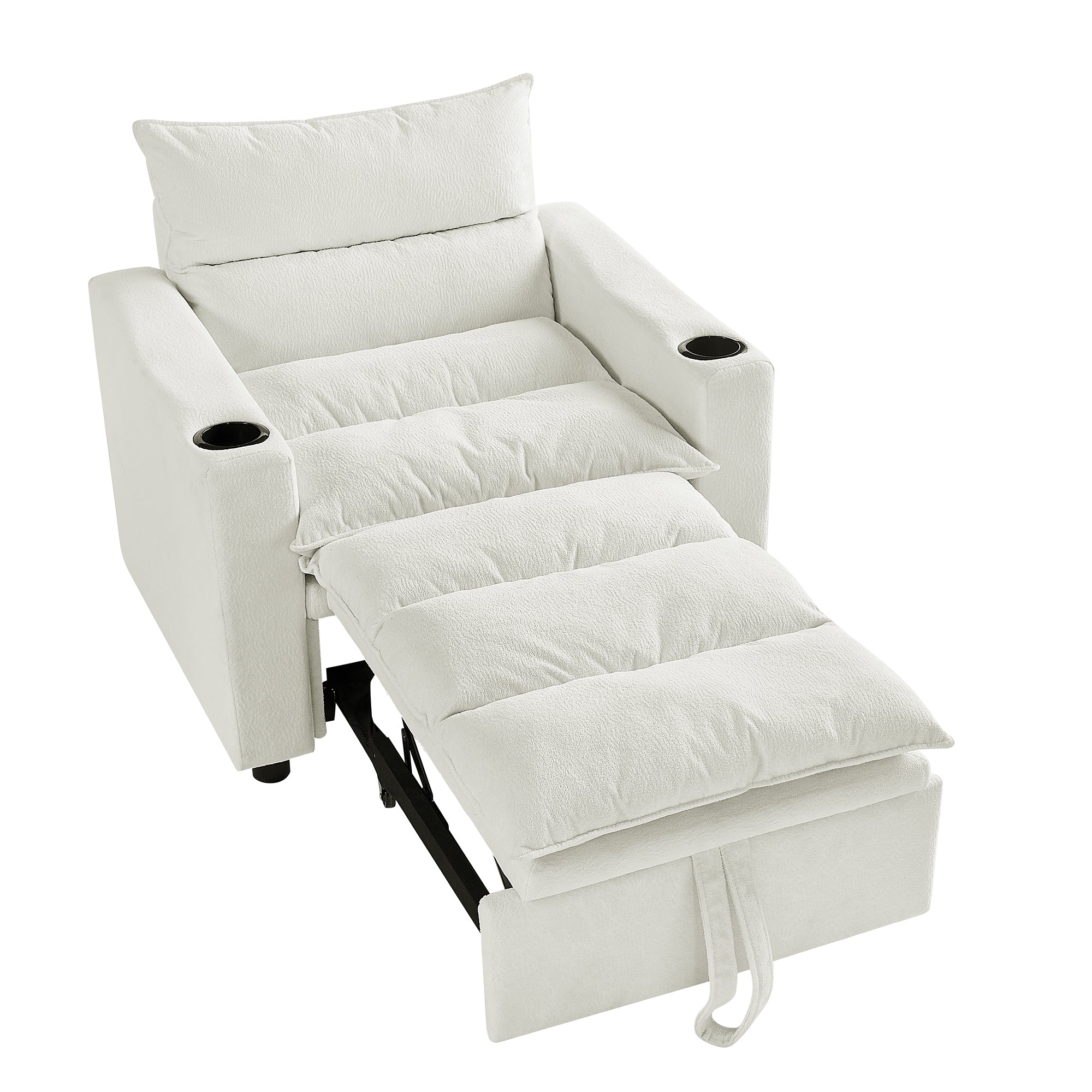 Sleeper Sofa Chair Bed, Convertible Sofa Chair 3-in-1, Adjustable Sleeper Chair Pullout Sofa Bed with Modern Velvet Fabric for Living Room Apartment Small Space, Beige - Grand Goldman Shop