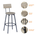 Long Bar Table Set with 3 PU Upholstered Bar Stools, Industrial Bar Table and Chairs for Kitchen Breakfast Table, Living Room, Banquet Hall, Rustic Gray and Black, 63″L x15.7'W x 37.5'H - Grand Goldman Shop
