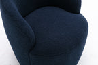 Teddy Fabric Swivel Accent Armchair Barrel Chair With Black Powder Coating Metal Ring,Dark Blue - Grand Goldman Shop