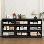 9 Drawer Dresser with No Handle Design, Modern Black Matte Wood Dresser for Bedroom, Storage Chest of Drawers for Living Room, Hallway, Entryway - Grand Goldman Shop