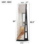 360°Swivel Jewelry Cabinet with Full Length Mirror, 360°Rotating Standing Jewelry Armoire Organizer, Lockable Storage Cabinet, Interior Lighted Mirror, Black - Grand Goldman Shop