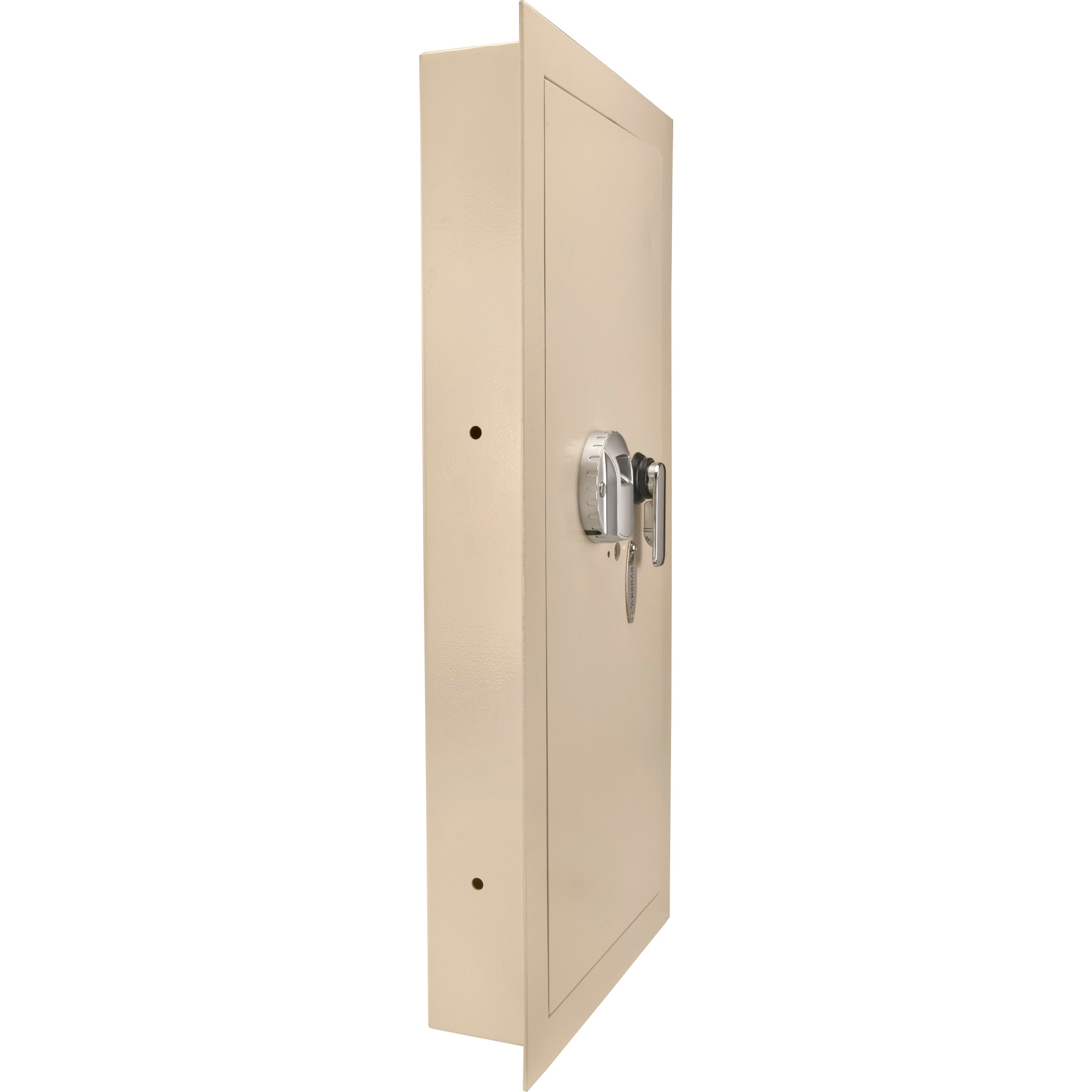 Biometric Wall Safe with Left Open Door in Beige Steel, 0.82 Cubic Ft | Premium Home Decor - Grand Goldman