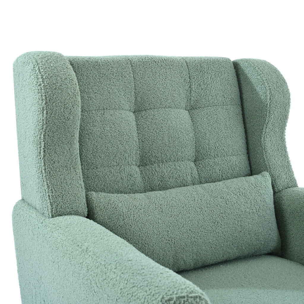 Modern Accent Chair,Teddy Fabric Living Room Chairs Comfy Reading Chair,Mid Century Accent Chair, Lounge Arm Chairs Armchair for Living Room Bedroom (Light Green) - Grand Goldman Shop